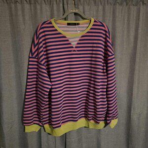 NWT Striped Pink & Blue Amazon Sweatshirt M
